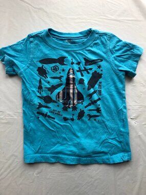24-Months Carter's Blue Short Sleeve Shirt with spaceships and satellites